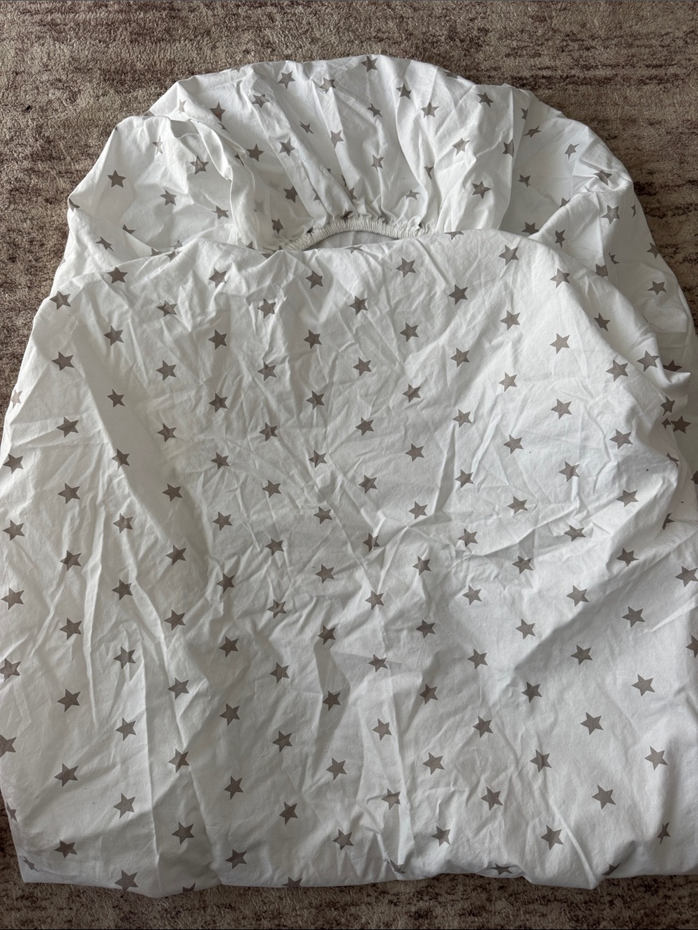 Pottery Barn Kids White Fitted Crib Sheet with Gray Star Pattern